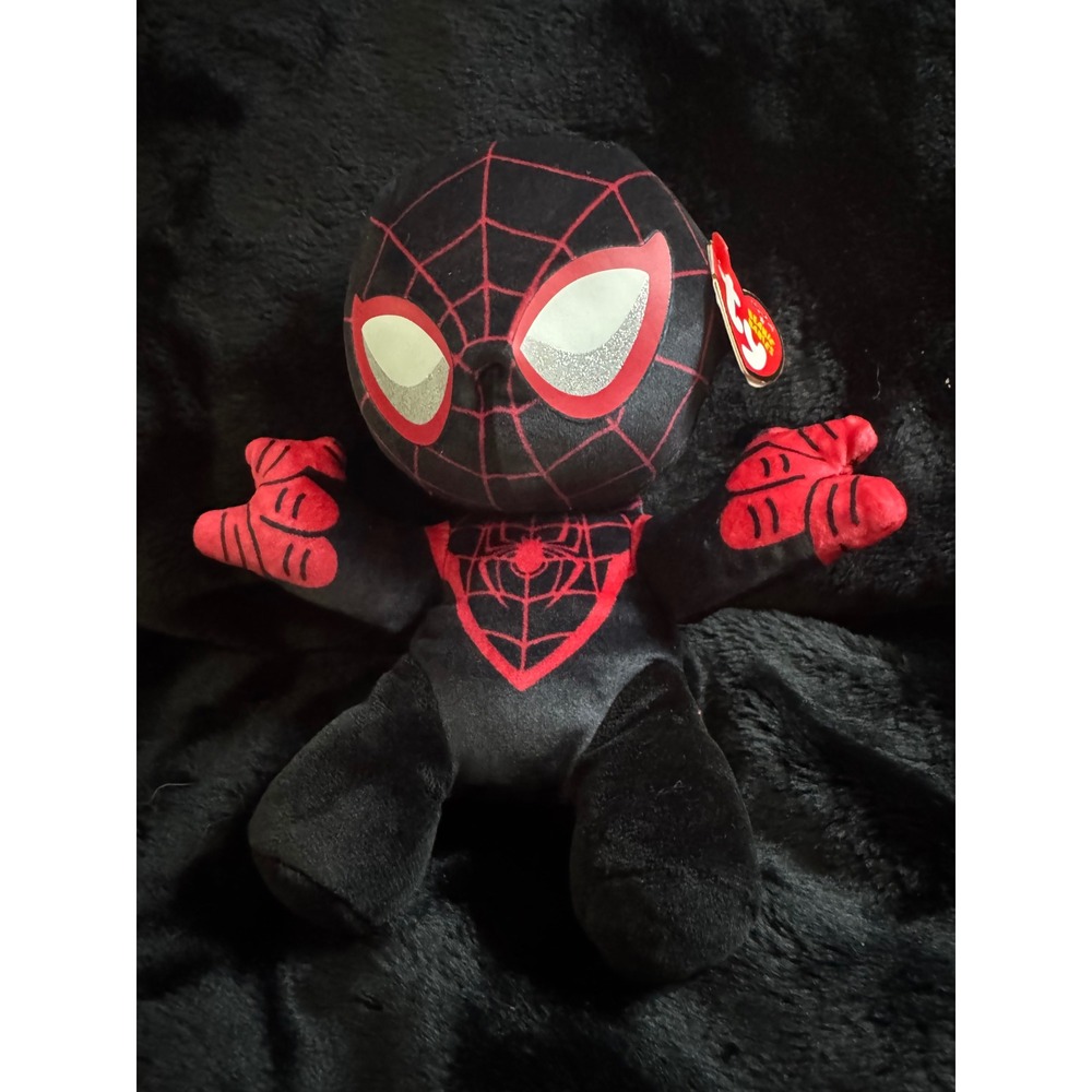 Ty Beanie Baby Marvel Miles Morales Spider-Man Plush Black Red Stuffed Toy NWT